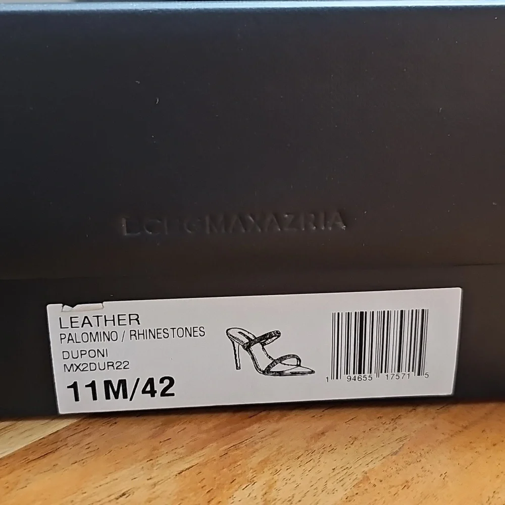 BCBGMAXAZRIA Duponi Leather Palomino Rhinestones Stiletto Sandals Size - Picture 11 of 15